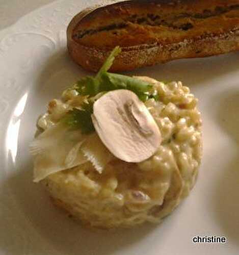 Risotto aux champignons, coriandre, gingembre