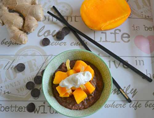 Riz au lait, chocolat-gingembre-mangue et son petit nuage de chantilly