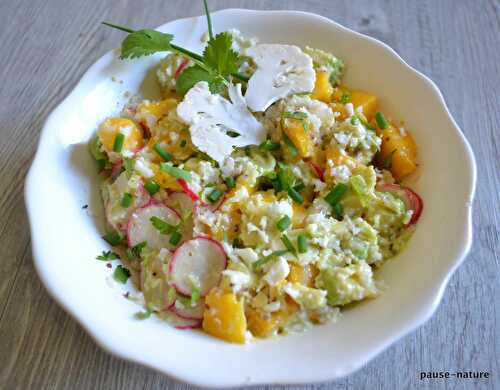 Salade mangue-avocat-radis et chou fleurs