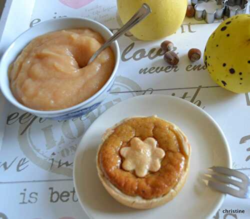 Tartelettes au flan à la compote pommes-coings