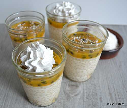 Verrines tapioca-coco-fruits de la passion et chantilly coco