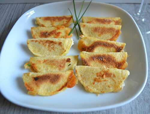 Mini-bouchées apéritives (façon quesadillas) au maroilles