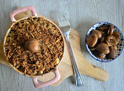 Crumble de butternut, châtaignes et haricots coco