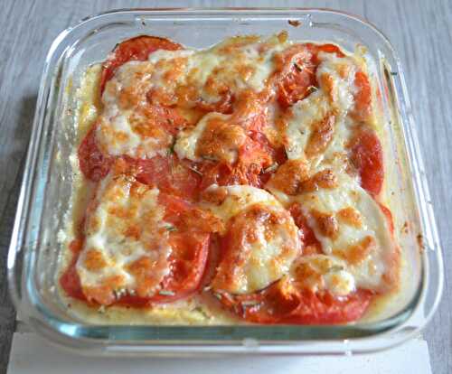 Gratin de polenta aux légumes, tomates et mozzarella