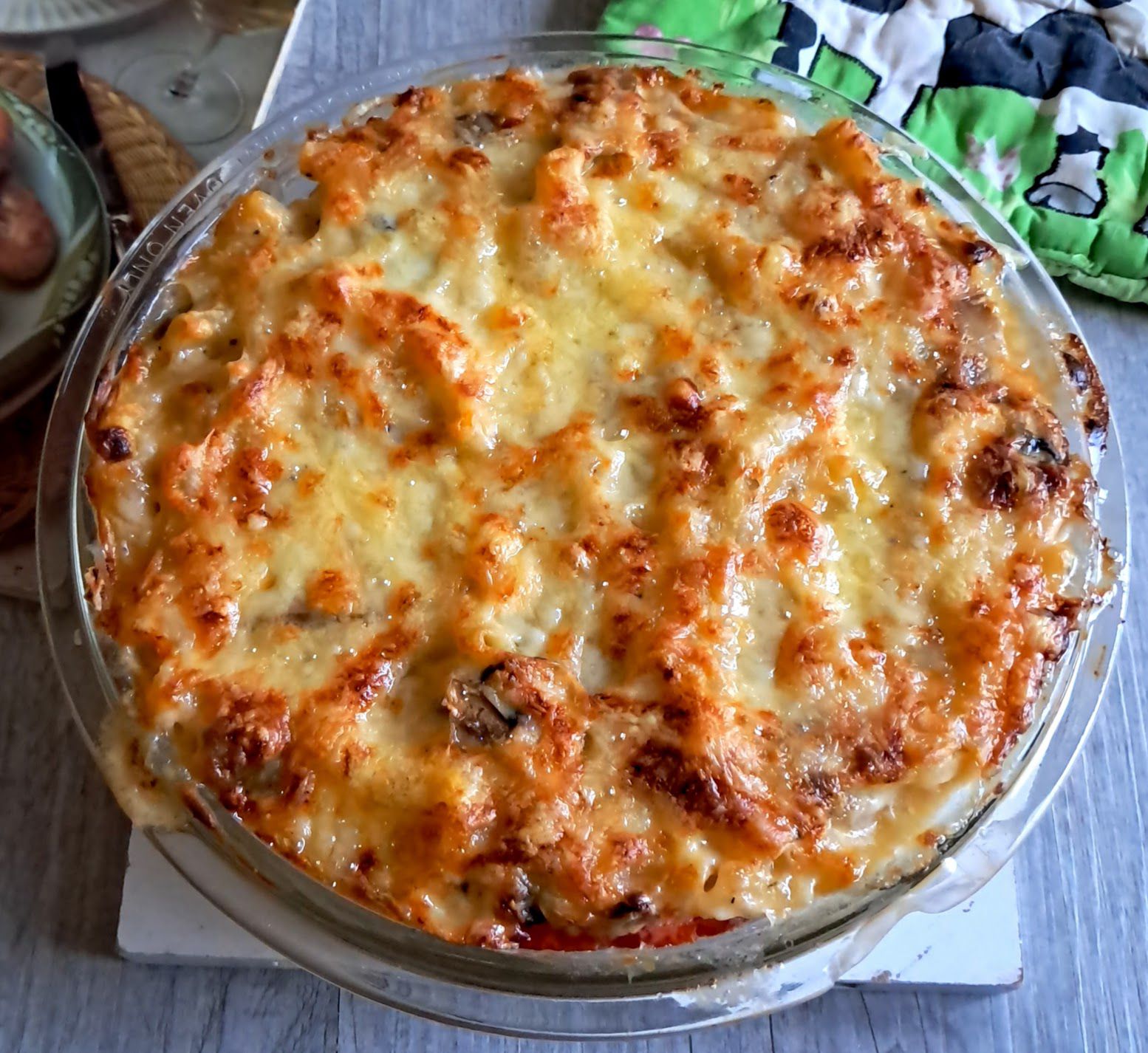 Gratin de macaroni aux champignons