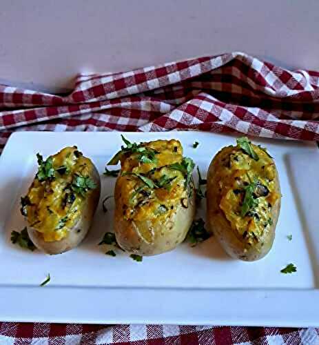 Pommes de terre farcies aux poireaux et champignons