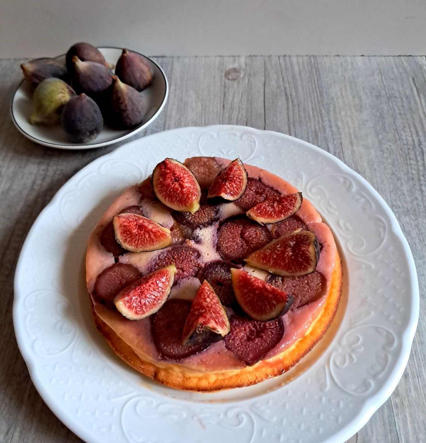 Gâteau ricotta, petits suisses aux figues