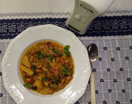 Minestra di merca  alla nuorese - Soupe sarde aux pommes de terre, fromage et haricots borlotti