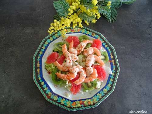  Salade de kiwi et pamplemousse aux crevettes 