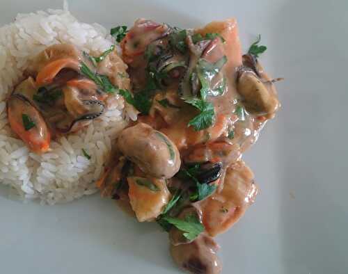 Moules aux champignons et riz