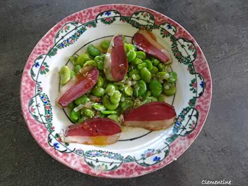 Cassolette de fèves au magret séché 