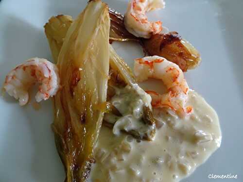 Endives et échalotes braisées aux crevettes de Mory Sacko