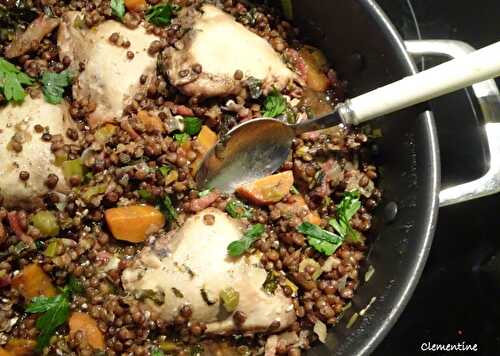 Lentilles au poulet et lardons de Nigella Lawson