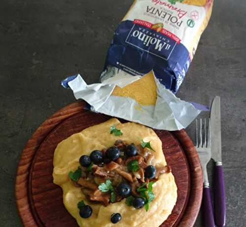 Polenta aux champignons, myrtilles et thym