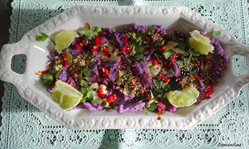 Purée de vitelottes (ou patates douces) au ciron vert et yaourt de Yotam Ottolenghi