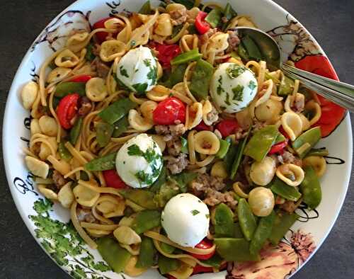 Orecchiette, saucisse et mozzarella di bufala