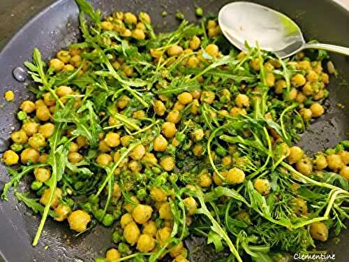 Pois chiches à la roquette et pesto d'ail des ours