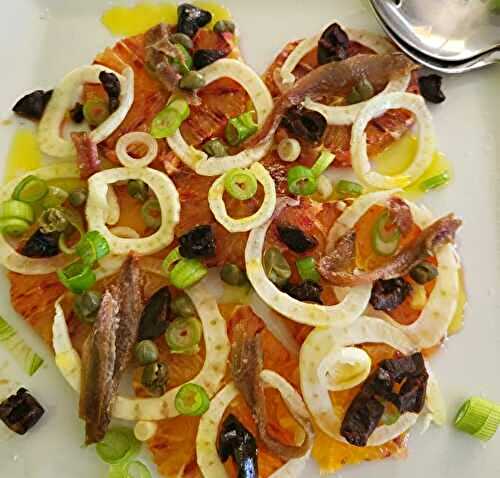 Salade d'oranges sanguines, fenouil et anchois