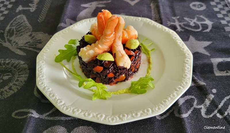 Riz noir aux langoustines et avocat