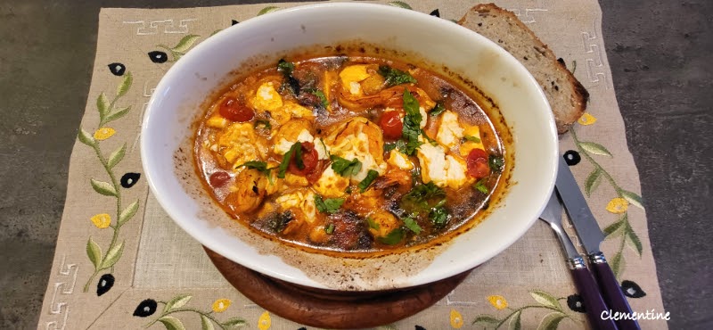 Saganaki de crevettes