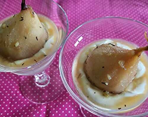 Poires au sirop de bière et gingembre sur fond de mascarpone vanillé