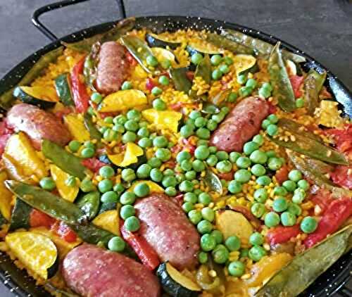 Riz à la valencienne aux petits légumes et au safran