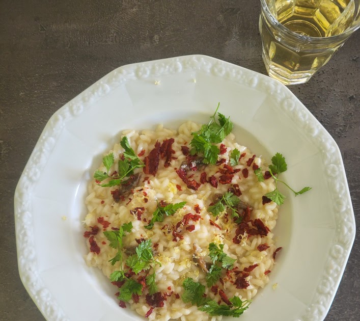 Risotto aux anchois et poivrons croustillants