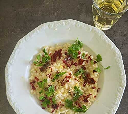 Risotto aux anchois et poivrons croustillants