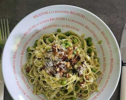 Pâtes burrata, pesto & petits pois