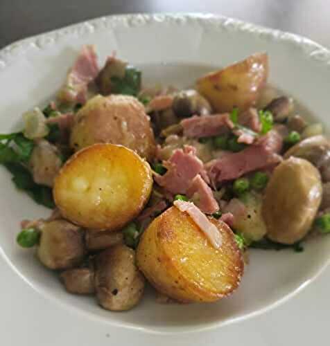  Pommes de terre, jambon et champignons