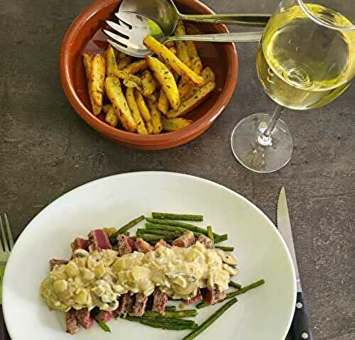 Steak-frites haricots verts à l'ail de Jamie Oliver