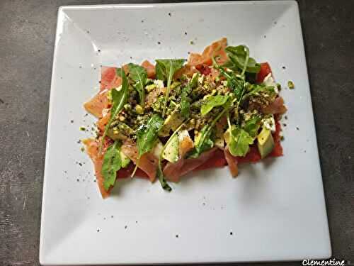 Carpaccio de pastèque au saumon fumé