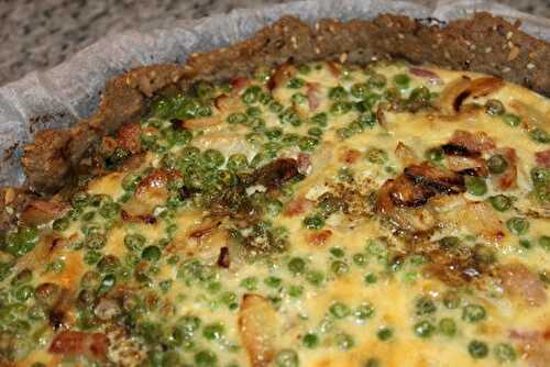 Tarte aux petits pois et lardons