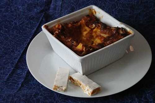 Clafoutis de pêches jaunes au nougat