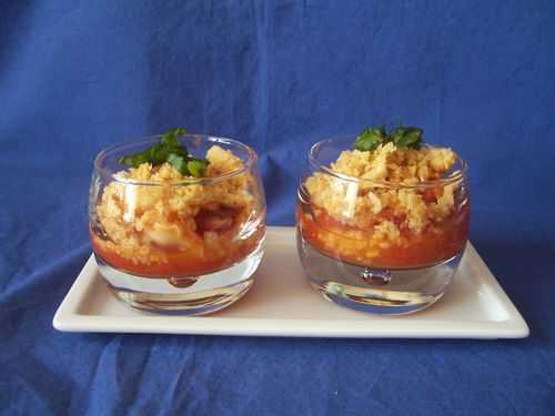 Crumble de tomates, basilic et pélardons affinés