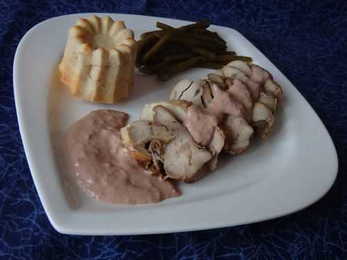 Cuisses de poulet farcies aux cèpes, flans d'haricots blancs et sauce au porto - Le blog de Michelle - Plaisirs de la Maison