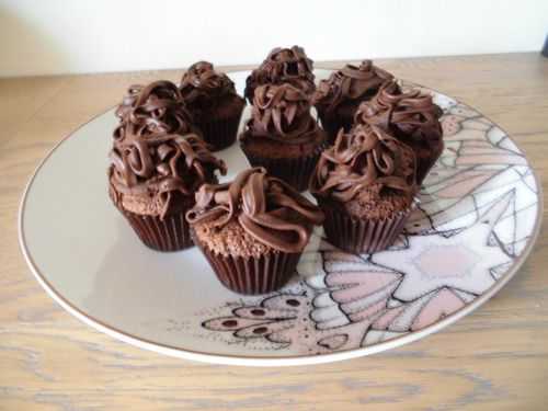 Cupcakes au chocolat, ganache caramel