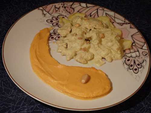 Curry de poulet au lait de coco et purée de patates douces