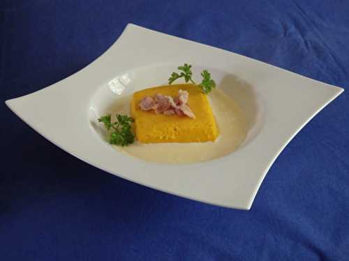 Flan de potimarron, sauce parmesan - défi orange