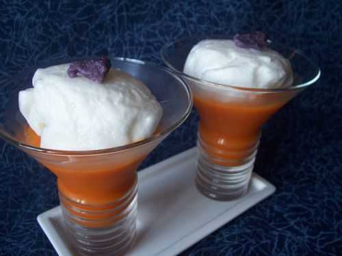 Iles flottantes sur coulis d'abricots à la violette