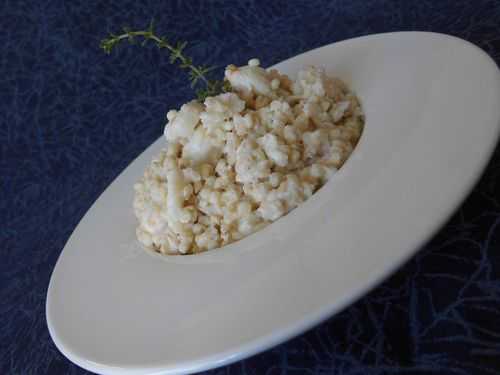 Perles de blé et boulghour façon risotto, au crabe