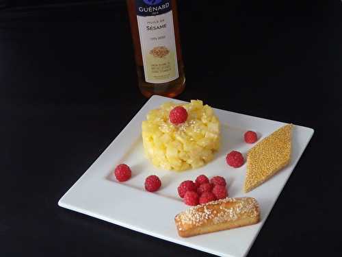 Tartare d’ananas, mini cake et nougatine au sésame - Le blog de Michelle - Plaisirs de la Maison