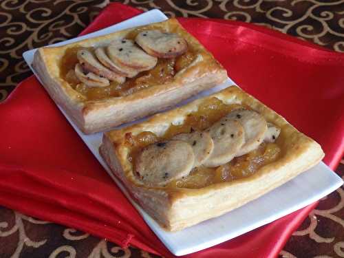 Tartes fines au boudin blanc et chutney d’ananas