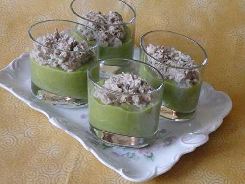 Verrine de petits pois et crème de sardines