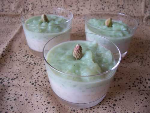 Verrine riz au lait nature et riz au lait pistache