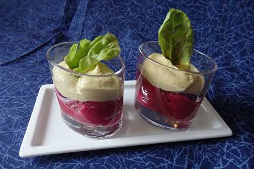 Verrines betterave rouge et asperges vertes