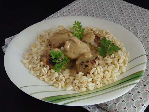 Boulettes de veau et porc au cidre et aux pommes, sauce crémeuse au cidre