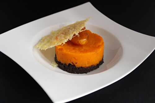 Parmentier de potimarron au boudin noir, tuile de Comté et échalote confite