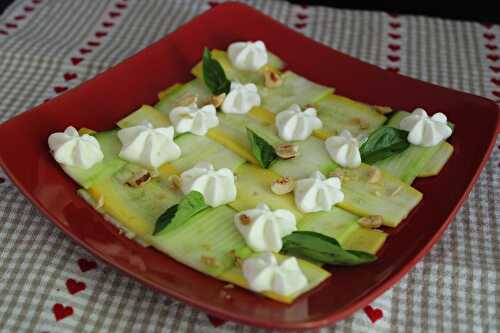 Carpaccio de courgettes, Chantilly de féta et noisette