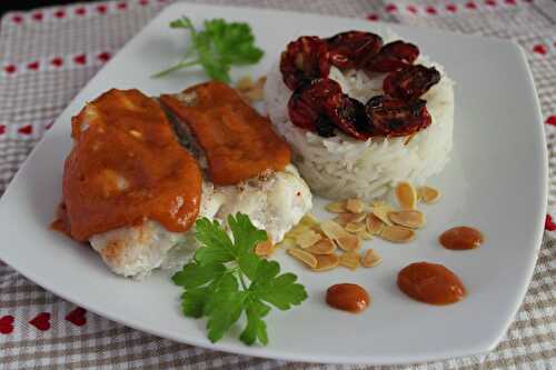 Pavés de colin aux amandes, sauce abricot